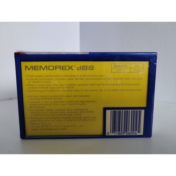 2 Memorex dBS 90 Minutes Audio Cassette Blank Tape Normal Position I ~ NEW - Picture 4 of 4